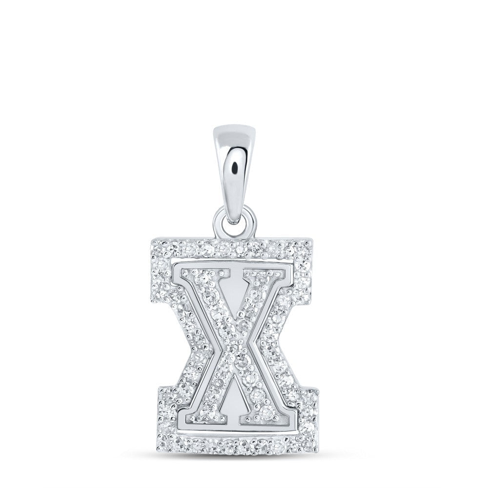10k White Gold 1.26gms 0.19CTW Natural Diamond Initial "X" Letter Pendant Charm - Elite Jewelers - Charms & Pendants
