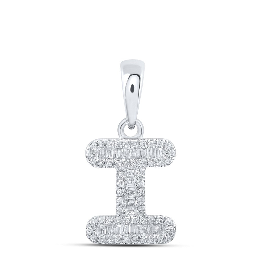 10k White Gold 1.29gms 0.3CTW Natural Diamond Initial "I" Letter Pendant Charm - Elite Jewelers - Charms & Pendants