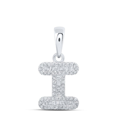 10k White Gold 1.29gms 0.3CTW Natural Diamond Initial "I" Letter Pendant Charm - Elite Jewelers - Charms & Pendants