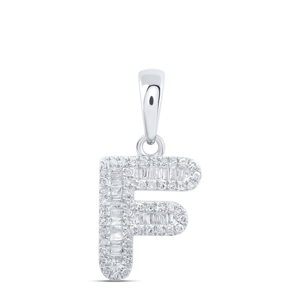 10k White Gold 1.36gms 0.29CTW Natural Diamond Initial "F" Letter Pendant Charm - Elite Jewelers - Charms & Pendants