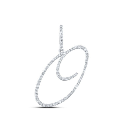 10k White Gold 1.37gms 0.42CTW Natural Diamond Initial "O" Letter Pendant Charm - Elite Jewelers - Charms & Pendants