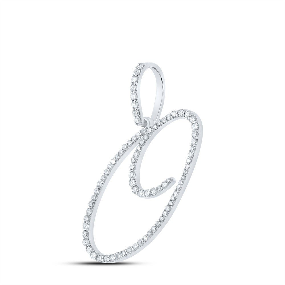 10k White Gold 1.37gms 0.42CTW Natural Diamond Initial "O" Letter Pendant Charm - Elite Jewelers - Charms & Pendants