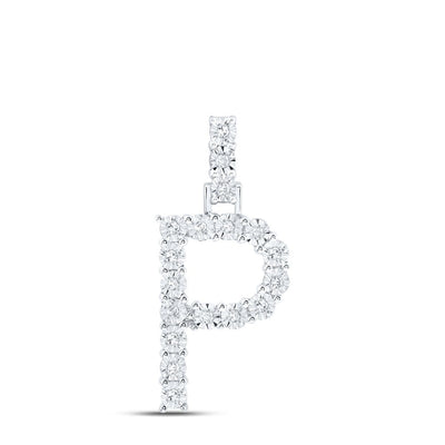 10k White Gold 1.38gms 0.09CTW Natural Diamond Initial "P" Letter Pendant Charm - Elite Jewelers - Charms & Pendants