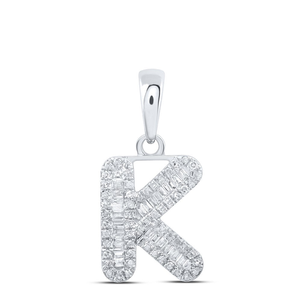 10k White Gold 1.3gms 0.31CTW Natural Diamond Initial "K" Letter Pendant Charm - Elite Jewelers - Charms & Pendants