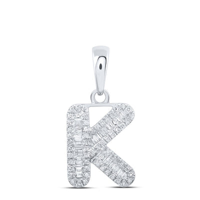 10k White Gold 1.3gms 0.31CTW Natural Diamond Initial "K" Letter Pendant Charm - Elite Jewelers - Charms & Pendants