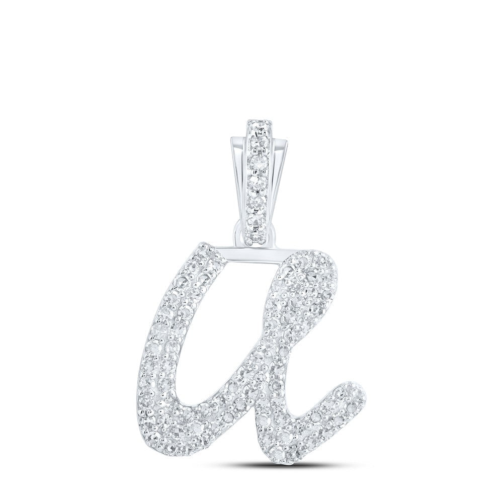 10k White Gold 1.45gms 0.34CTW Natural Diamond Initial "U" Letter Pendant Charm - Elite Jewelers - Charms & Pendants