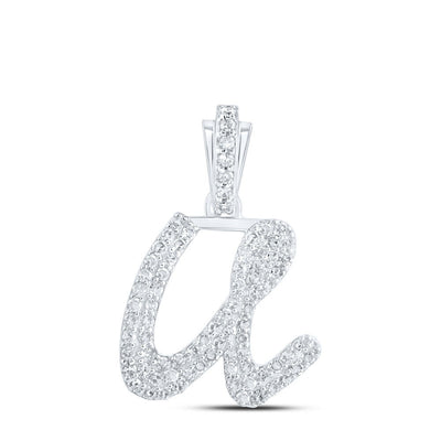 10k White Gold 1.45gms 0.34CTW Natural Diamond Initial "U" Letter Pendant Charm - Elite Jewelers - Charms & Pendants
