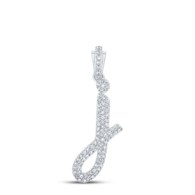 10k White Gold 1.46gms 0.38CTW Natural Diamond Initial "J" Letter Pendant Charm - Elite Jewelers - Charms & Pendants