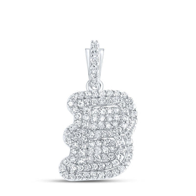 10k White Gold 1.47gms 0.26CTW Natural Diamond Initial "B" Letter Pendant Charm - Elite Jewelers - Charms & Pendants
