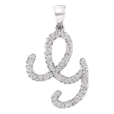 10k White Gold 1.48gms 0.15CTW Natural Diamond Initial "G" Letter Pendant Charm - Elite Jewelers - Charms & Pendants