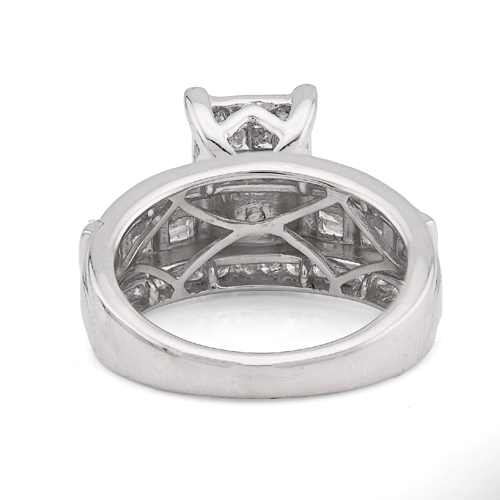 10K White Gold 1.50CT natural Dimaond Princess/Round/Baguette Rectangular 11.6MM Women Wedding Ring - Elite Jewelers - Rings