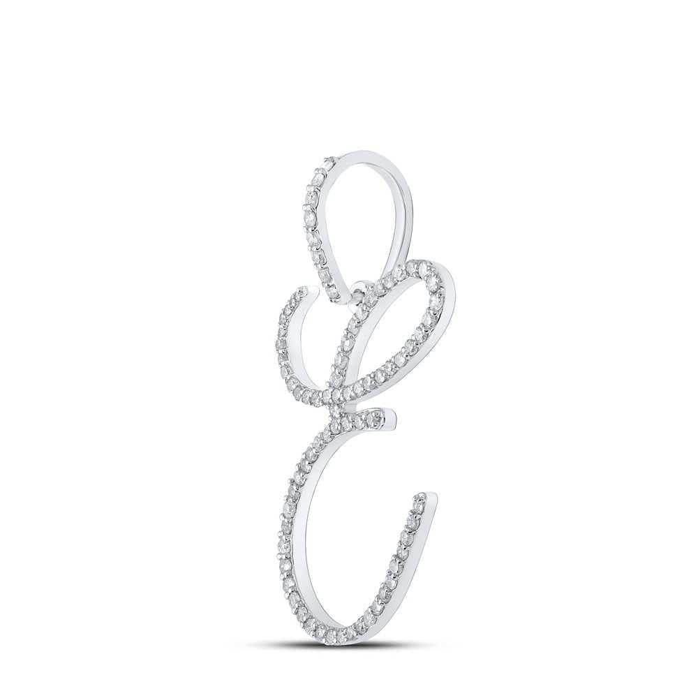 10k White Gold 1.51gms 0.47CTW Natural Diamond Initial "E" Letter Pendant Charm - Elite Jewelers - Charms & Pendants