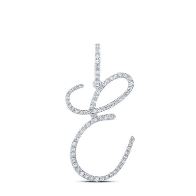 10k White Gold 1.51gms 0.47CTW Natural Diamond Initial "E" Letter Pendant Charm - Elite Jewelers - Charms & Pendants