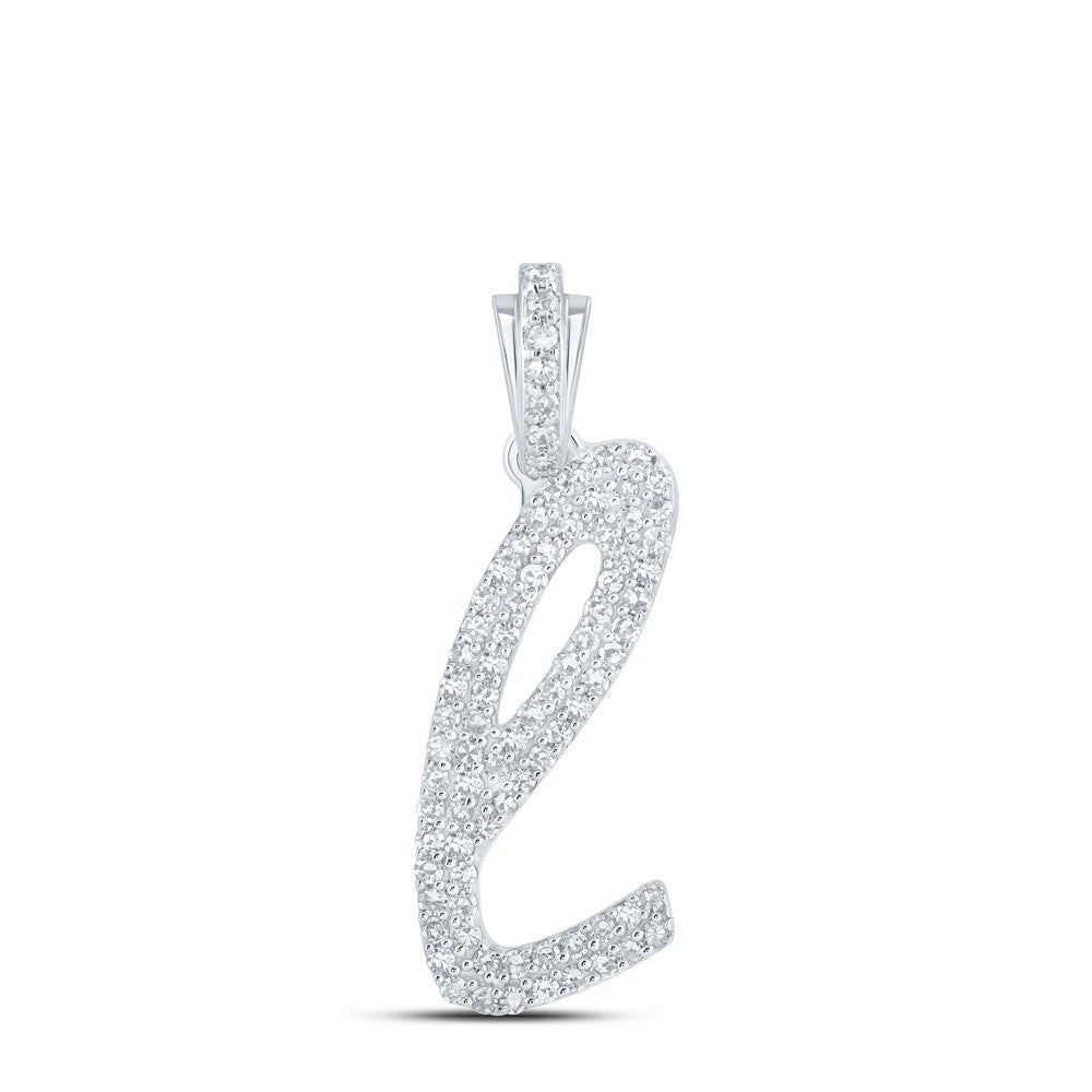 10k White Gold 1.53g 0.41CTW Natural Diamond Initial "L" Pendant Alphabet Charm - Elite Jewelers - Charms & Pendants