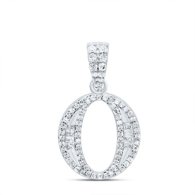 10k White Gold 1.53gm 0.27CTW Natural Diamond Initial "O" Baguette Pendant Charm - Elite Jewelers - Charms & Pendants
