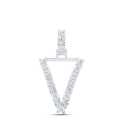 10k White Gold 1.53gms 0.1CTW Natural Diamond Initial "V" Letter Pendant Charm - Elite Jewelers - Charms & Pendants