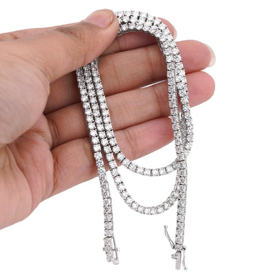 10K White Gold 15.47CT 7 Pointer Lab Diamond 22" Men Women Tennis Chain - Elite Jewelers-Necklaces