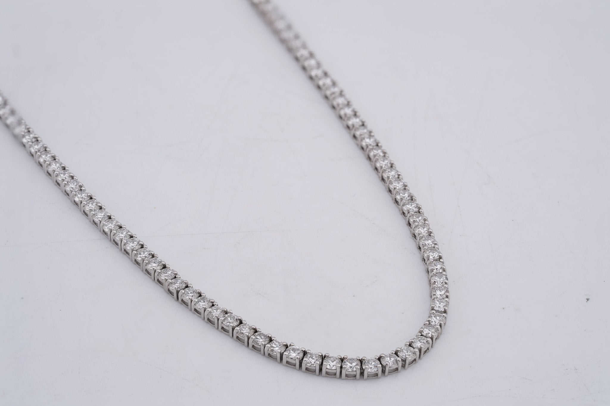 10K White Gold 15.47CT 7 Pointer Lab Diamond 22" Men Women Tennis Chain - Elite Jewelers-Necklaces