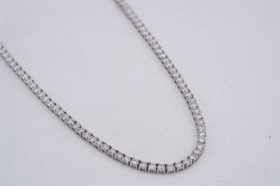 10K White Gold 15.47CT 7 Pointer Lab Diamond 22" Men Women Tennis Chain - Elite Jewelers-Necklaces