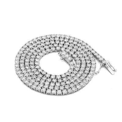 10K White Gold 15.47CT 7 Pointer Lab Diamond 22" Men Women Tennis Chain - Elite Jewelers-Necklaces