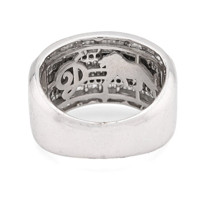 10K White Gold 1.55CT Natural Diamond Round/Baguette Pinky Men Ring 14MM - Elite Jewelers - Rings