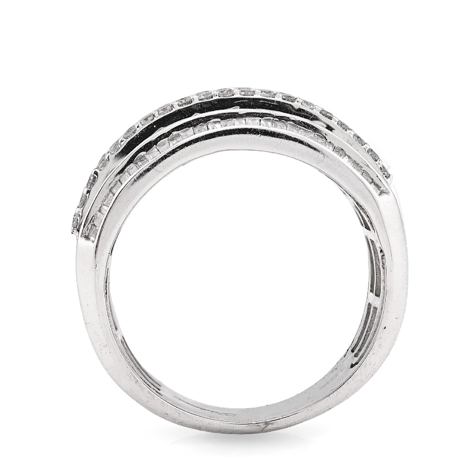 10K White Gold 1.55CT Natural Diamond Round/Baguette Pinky Men Ring 14MM - Elite Jewelers - Rings