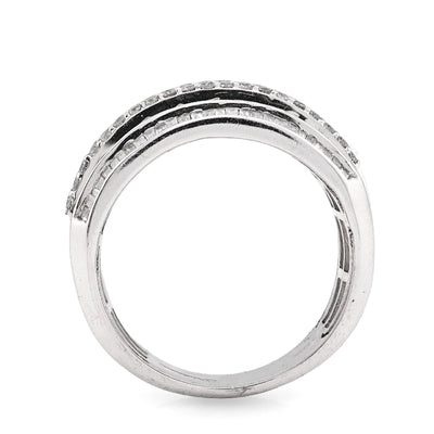 10K White Gold 1.55CT Natural Diamond Round/Baguette Pinky Men Ring 14MM - Elite Jewelers - Rings