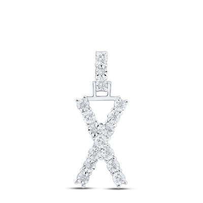 10k White Gold 1.56gms 0.08CTW Natural Diamond Initial "X" Letter Pendant Charm - Elite Jewelers - Charms & Pendants