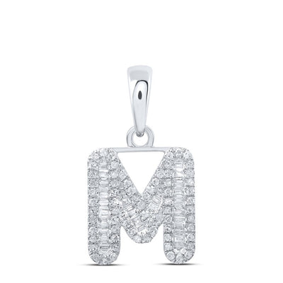 10k White Gold 1.59gms 0.4CTW Natural Diamond Initial "M" Letter Pendant Charm - Elite Jewelers - Charms & Pendants
