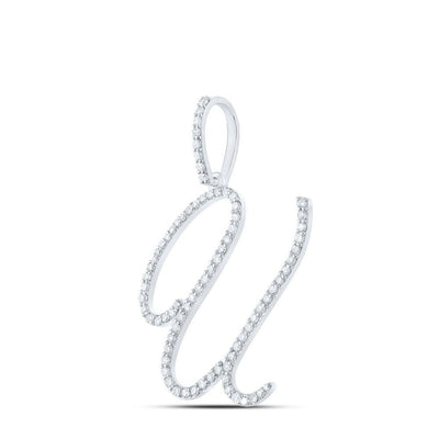 10k White Gold 1.67g 0.55CTW Natural Diamond Initial "U" Pendant Alphabet Charm - Elite Jewelers - Charms & Pendants
