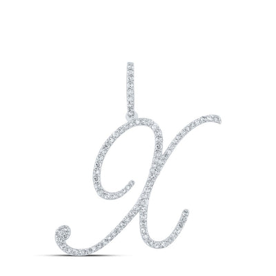 10k White Gold 1.67g 0.58CTW Natural Diamond Initial "X" Pendant Alphabet Charm - Elite Jewelers - Charms & Pendants