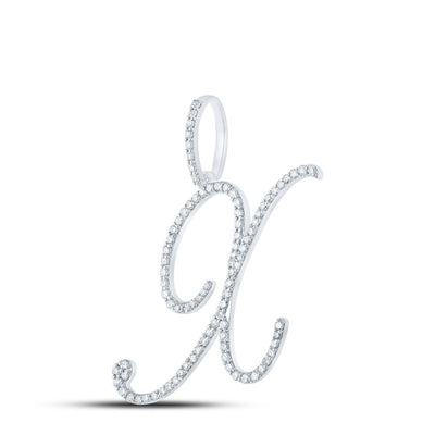 10k White Gold 1.67g 0.58CTW Natural Diamond Initial "X" Pendant Alphabet Charm - Elite Jewelers - Charms & Pendants