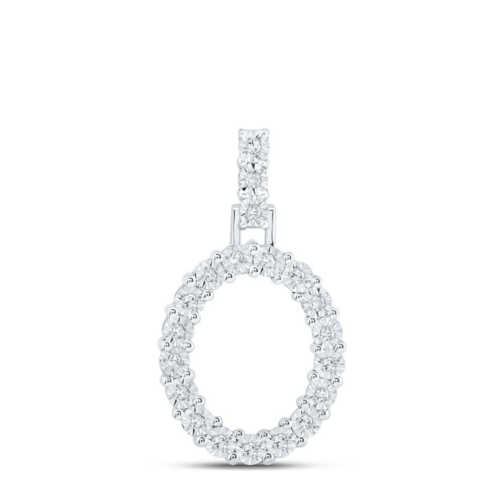 10k White Gold 1.68gms 0.11CTW Natural Diamond Initial "O" Letter Pendant Charm - Elite Jewelers - Charms & Pendants