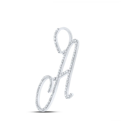 10k White Gold 1.69g 0.55CTW Natural Diamond Initial "A" Pendant Alphabet Charm - Elite Jewelers - Charms & Pendants