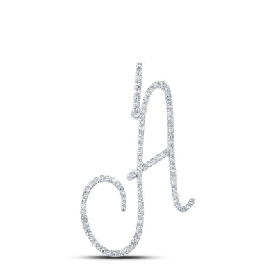 10k White Gold 1.69g 0.55CTW Natural Diamond Initial "A" Pendant Alphabet Charm - Elite Jewelers - Charms & Pendants