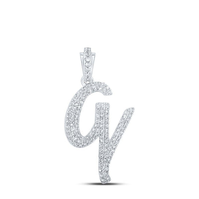 10k White Gold 1.78g 0.48CTW Natural Diamond Initial "Q" Pendant Alphabet Charm - Elite Jewelers - Charms & Pendants
