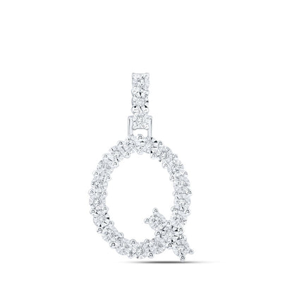 10k White Gold 1.79gms 0.1CTW Natural Diamond Initial "Q" Letter Pendant Charm - Elite Jewelers - Charms & Pendants