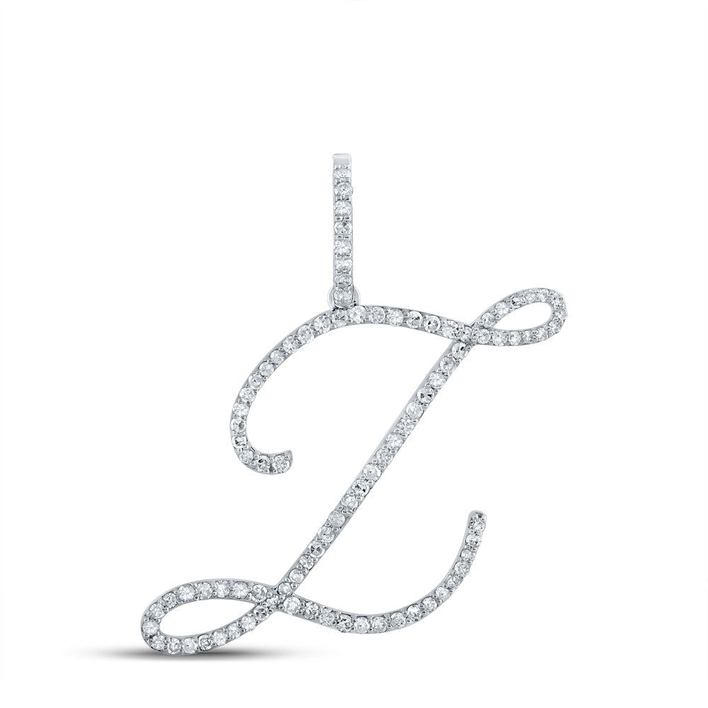 10k White Gold 1.7g 0.65CTW Natural Diamond Initial "Z" Pendant Alphabet Charm - Elite Jewelers - Charms & Pendants