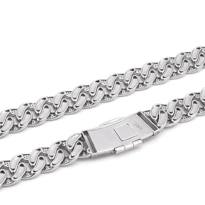 10K White Gold 18.9CT Natural Diamond Round Cuban Link 12MM Men's Chain 22" Necklace - Elite Jewelers-Necklaces