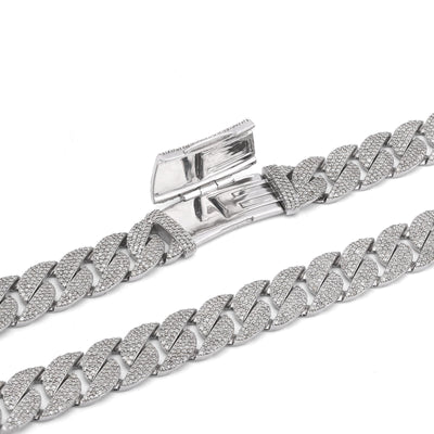 10K White Gold 18.9CT Natural Diamond Round Cuban Link 12MM Men's Chain 22" Necklace - Elite Jewelers-Necklaces