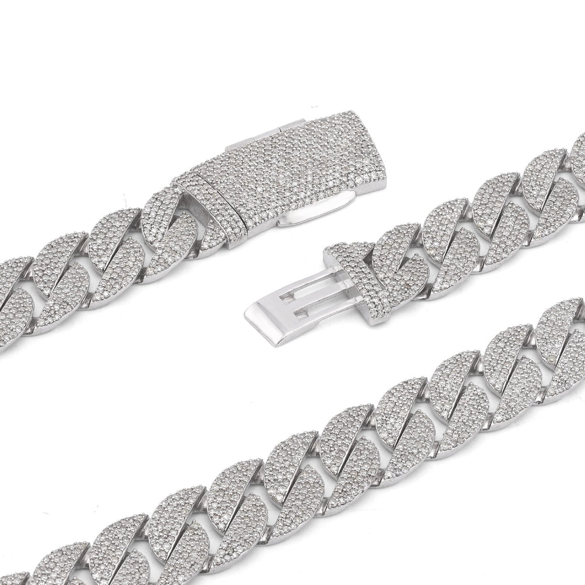 10K White Gold 18.9CT Natural Diamond Round Cuban Link 12MM Men's Chain 22" Necklace - Elite Jewelers-Necklaces