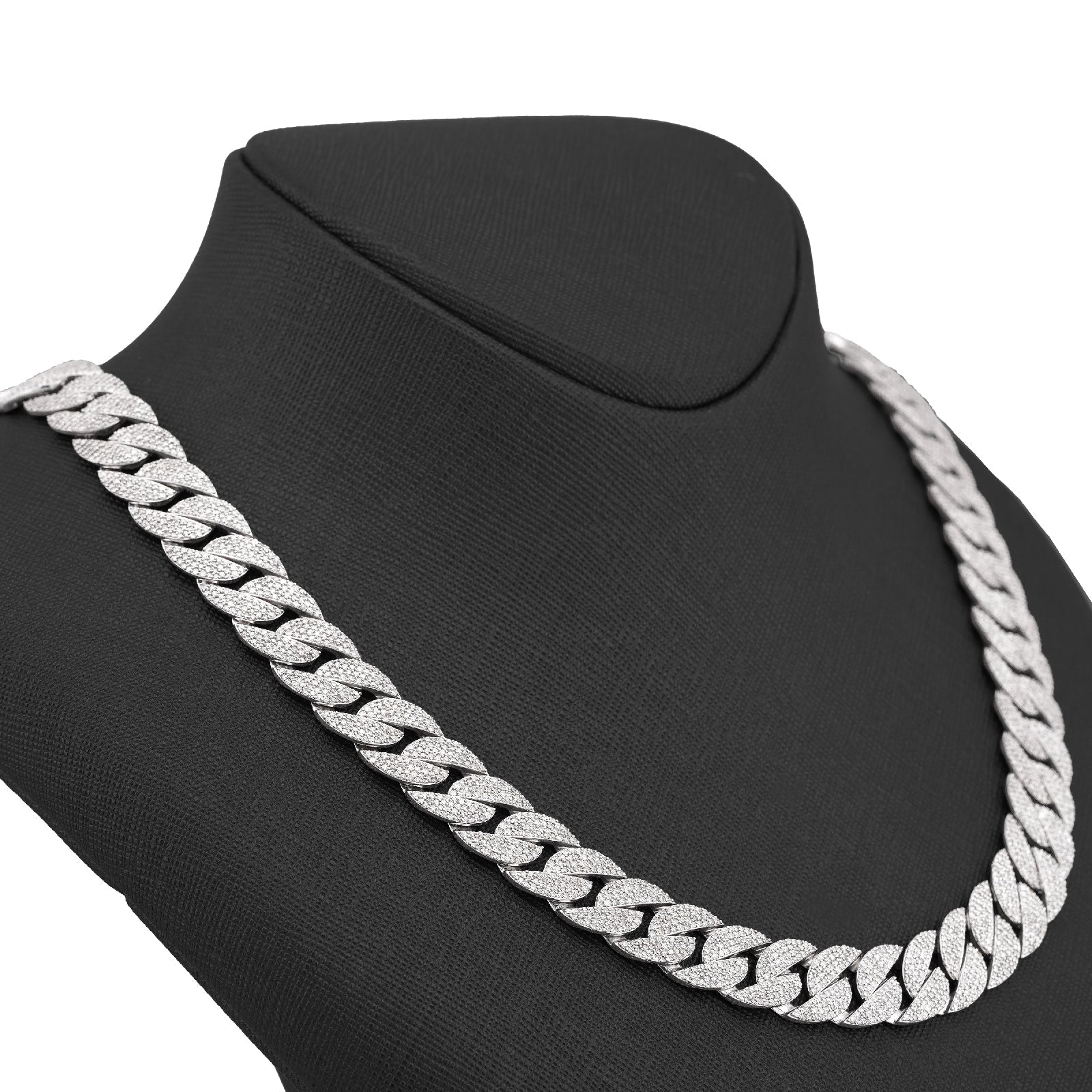 10K White Gold 18.9CT Natural Diamond Round Cuban Link 12MM Men's Chain 22" Necklace - Elite Jewelers-Necklaces