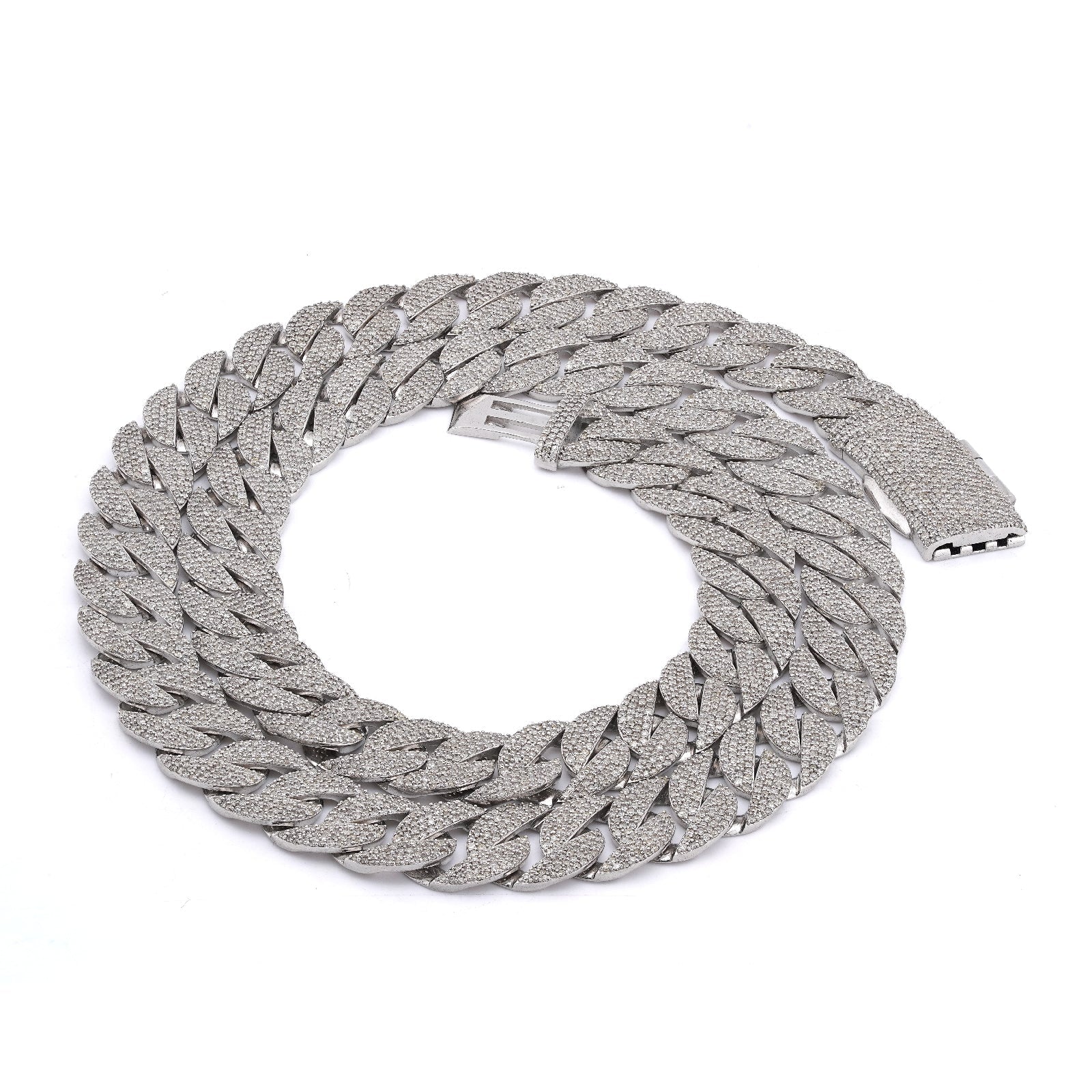 10K White Gold 18.9CT Natural Diamond Round Cuban Link 12MM Men's Chain 22" Necklace - Elite Jewelers-Necklaces