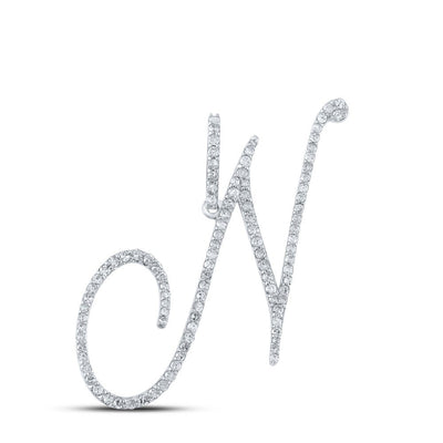 10k White Gold 1.89g 0.58CTW Natural Diamond Initial "N" Pendant Alphabet Charm - Elite Jewelers - Charms & Pendants