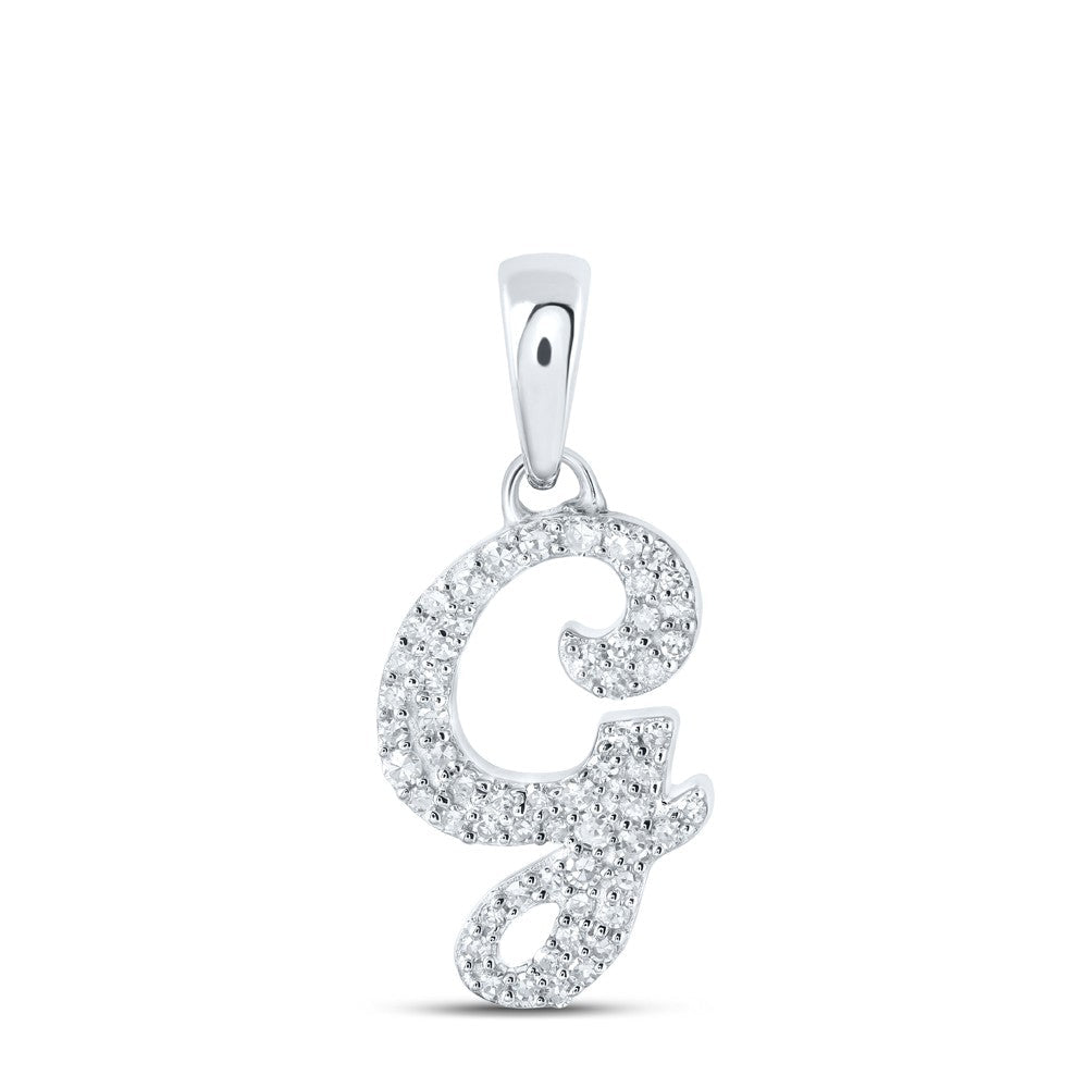 10k White Gold 1.8gms 0.15CTW Natural Diamond Initial "G" Letter Pendant Charm - Elite Jewelers - Charms & Pendants