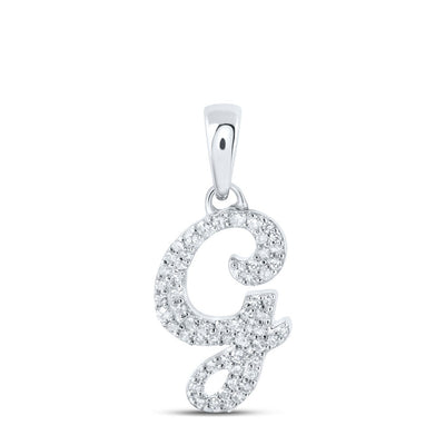 10k White Gold 1.8gms 0.15CTW Natural Diamond Initial "G" Letter Pendant Charm - Elite Jewelers - Charms & Pendants