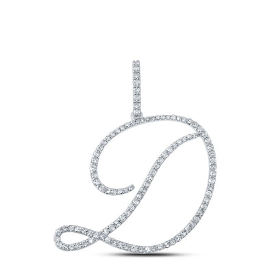 10k White Gold 1.96g 0.6CTW Natural Diamond Initial "D" Pendant Alphabet Charm - Elite Jewelers - Charms & Pendants