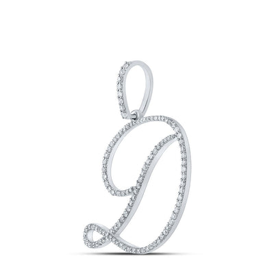 10k White Gold 1.96g 0.6CTW Natural Diamond Initial "D" Pendant Alphabet Charm - Elite Jewelers - Charms & Pendants