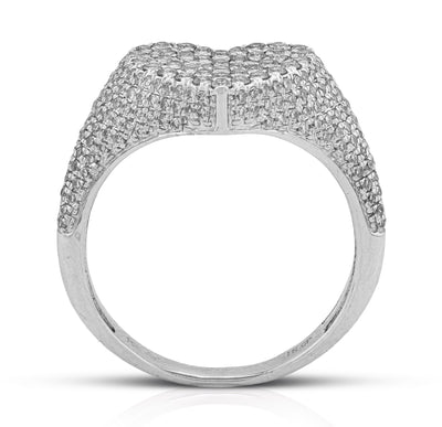 10K White Gold 1CT Natural Diamond Heart Shape Women Side Iced Ring - Elite Jewelers - Rings