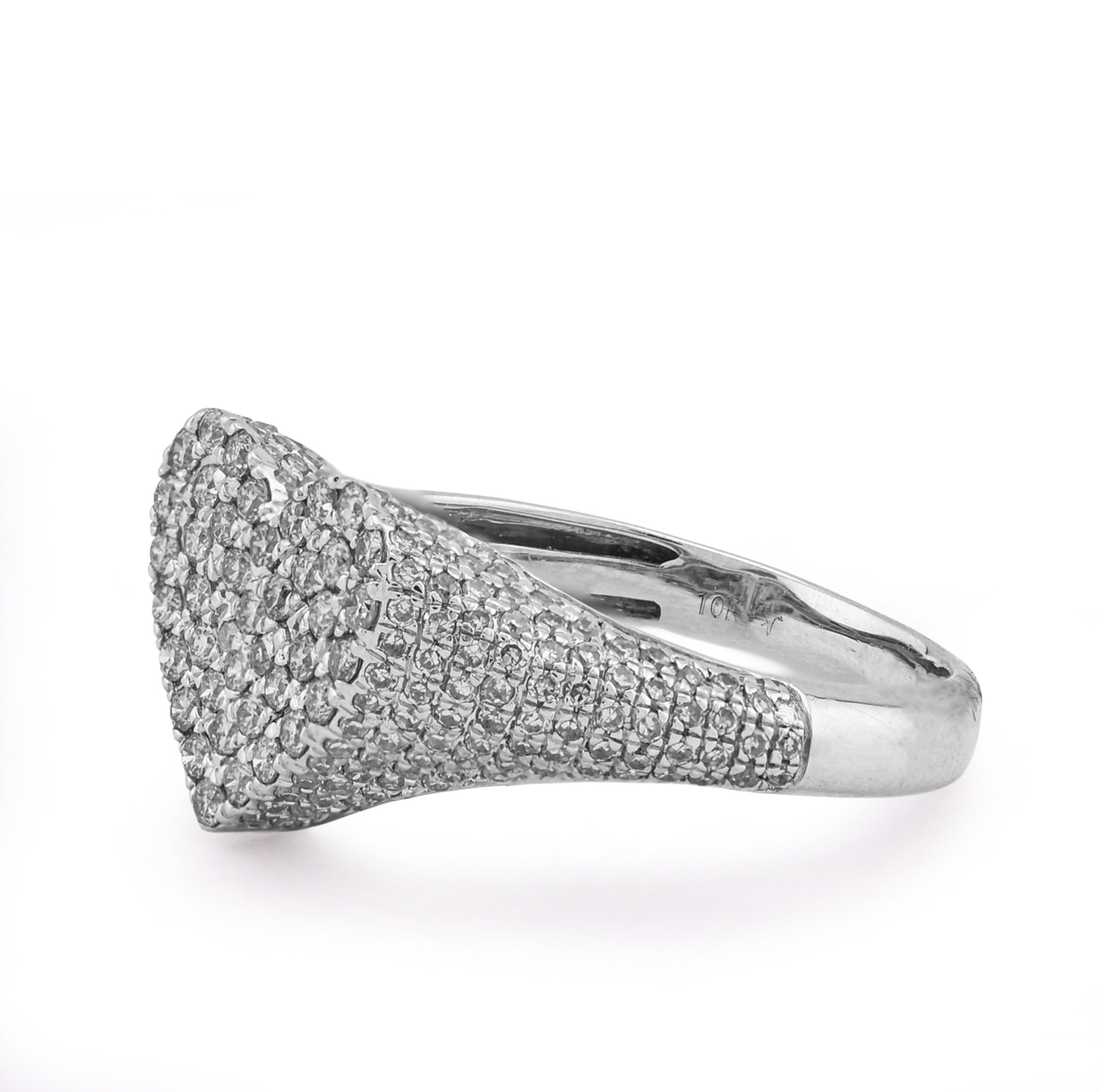 10K White Gold 1CT Natural Diamond Heart Shape Women Side Iced Ring - Elite Jewelers - Rings